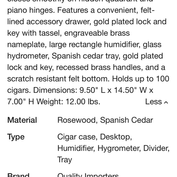 Rosewood Solana Cigar Humidor Spanish Cedar Interior - Picture 5 of 15